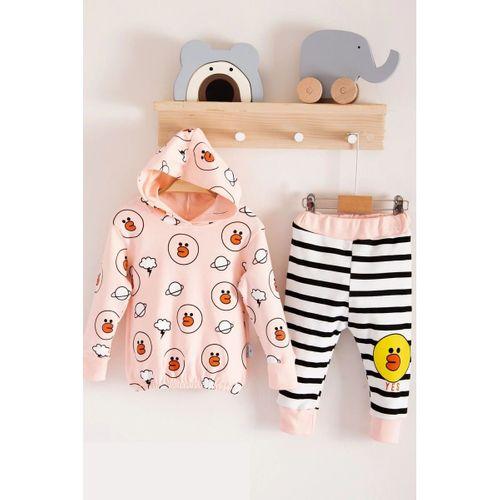 Civciv Desenli 2'li % 100 Pamuk Kız Bebek Takımı