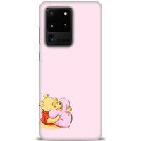 Samsung Galaxy S20 Ultra Kılıf HD Baskılı Kılıf - Winnie the Pooh Kalpli + Tam Ekran Koruyucu
