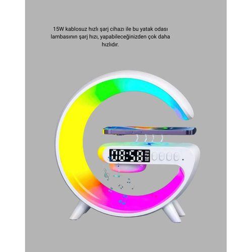 Kablosuz Şarjlı Atmosfer Lambası Bluetooth Hoparlör Ve Akıllı Alarm Özellikli