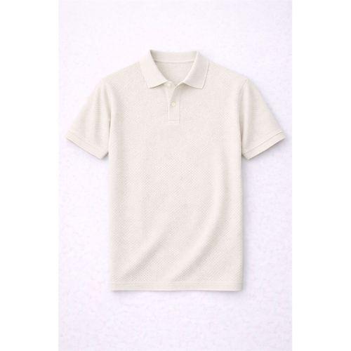 Evenor Kabartma Desenli Polo Yaka Düğmeli Relaxed Fit Yumuşak İnce Erkek T-Shirt - Taş
