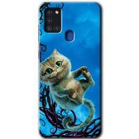 Potkal Hediye Fabrikası Samsung Galaxy A21s Kılıf HD Desen Baskılı Arka Kapak - Çılgın Kedi