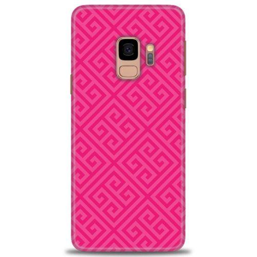 Samsung Galaxy S9 Kılıf HD Baskılı Kılıf - Pembe Mozaik + Tam Ekran Koruyucu