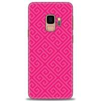 Samsung Galaxy S9 Kılıf HD Baskılı Kılıf - Pembe Mozaik + Tam Ekran Koruyucu