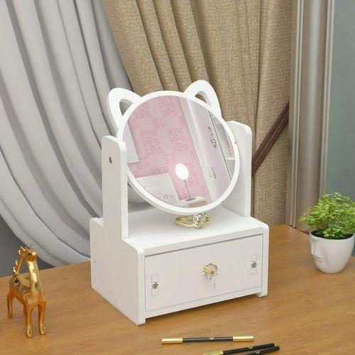 Zhlhome Mini Kozmetik Aynalı Organizer Masası Beyaz