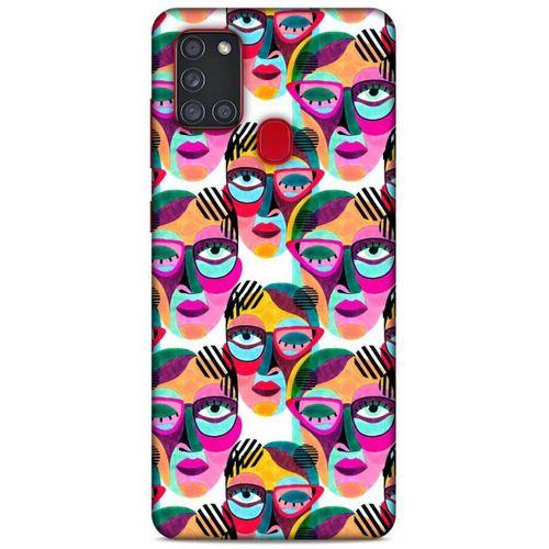 Lopard Samsung Galaxy A21s Uyumlu Kılıf Sürreal Yüzler ♀ (4) Koruma Kılıfı Desenli
