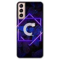 Galaxy S21 Plus Kılıf HD Desen Baskılı Arka Kapak - Dark Neon Yaprak C Harfi