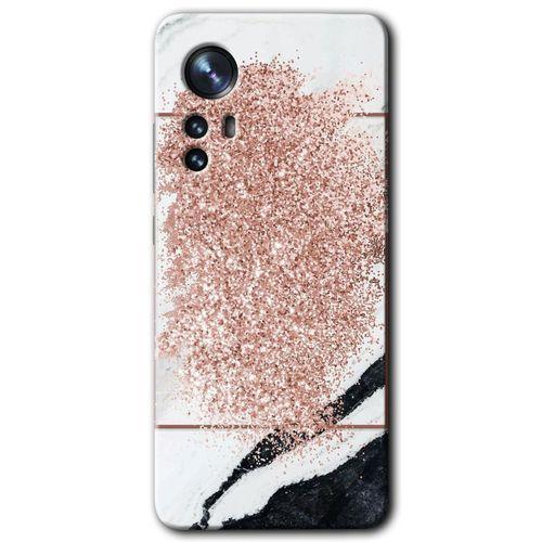 Xiaomi Mi 12 Pro Kılıf HD Desen Baskılı Arka Kapak - Simli Mermer + Kırılmaz Cam