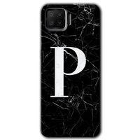 Oppo A73 Kılıf Baskılı Arka Kapak - Siyah Mermer Desenli P Harfi +Tam Ekran Koruyucu
