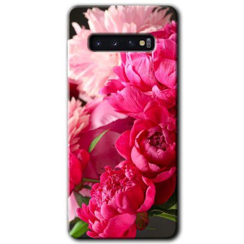 MRCİLETİSİM MRCİLETİSİM Samsung Galaxy S10 Kılıf HD Desen Baskılı Arka Kapak + Temperli Cam - Kırmızı Beyaz Gül