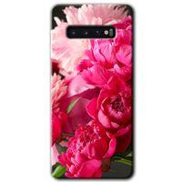 MRCİLETİSİM MRCİLETİSİM Samsung Galaxy S10 Kılıf HD Desen Baskılı Arka Kapak + Temperli Cam - Kırmızı Beyaz Gül