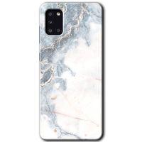Samsung Galaxy A31 Kılıf Baskılı Kapak - White Marble +Tam Ekran Koruyucu
