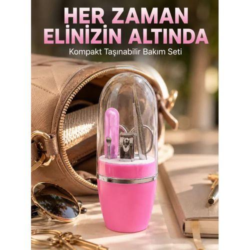 Pembe Manikür Pedikür Bakım Seti Cımbız Tırnak Makası Makas Törpü