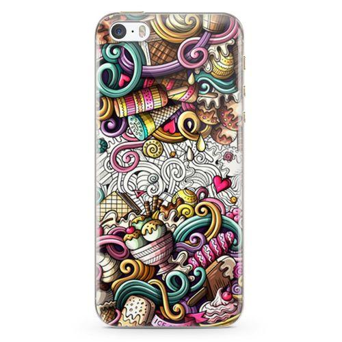 Apple iPhone 5s Kılıf Dondurma Doodle Arka Kapak Koruma Desenli Full Koruyucu