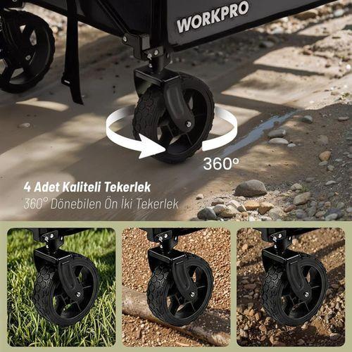 WORKPRO WP285015 80Kg 4 Tekerli Katlanabilir Ağır Hizmet Taşıma Arabası
