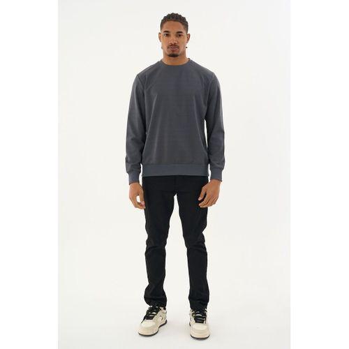 Süperlife Erkek Gri Bisiklet Yaka Ribanalı Regular Fit Sweatshirt spr26swk930
