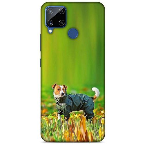 Oppo Realme C15 Kılıf Köpek Kıyafetleri (26) Tpu Silikon Kılıf Jack Russell Yağmurluk