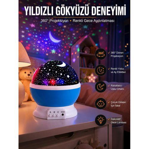 Yıldız Görünümlü Gece Lambası Renkli Masa Lambası Gökyüzü Projeksiyon