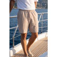 Mann Relax Fit %100 Pamuk Meridian Kumaş Basic Erkek Şort - Çakıl Taşı