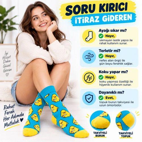 Renkli Civciv Desenli Unisex Çorap 3'lü Set | Yumuşak, Esnek, Konforlu Ve Günlük Kullanıma Uygun