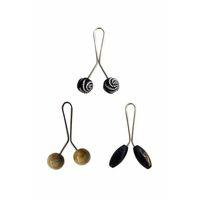 3 Adet Tesettür Eşarp ve Şal Klipsi Hardal Siyah Siyah Desenli