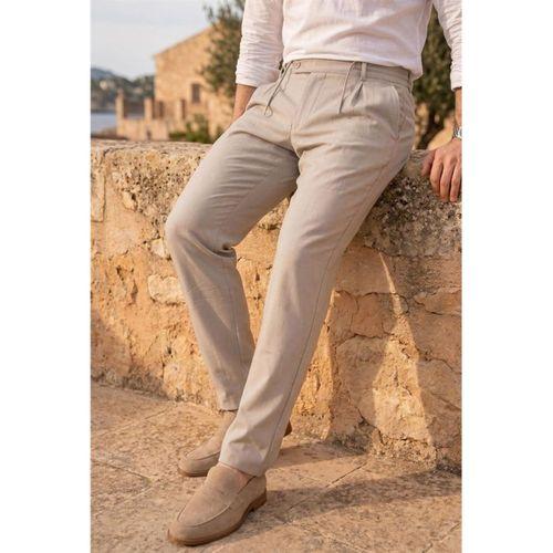 Forner Regular Fit Beli Lastikli Kemer Detaylı Erkek Kumaş Pantolon - Bej