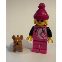 Orjinal Lego Minifigür Pink Girl Snow Wear with Dog