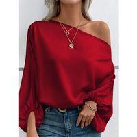 Kadın Tek Omuzu Açık Uzun Kollu Salaş Sandy Bluz