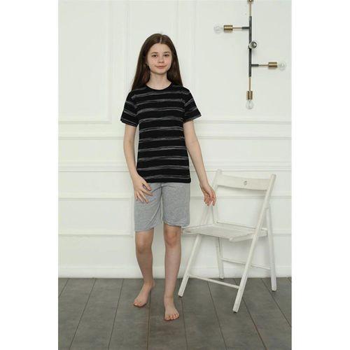Kız Çocuk Penye Şortlu Pijama Takım Siyah