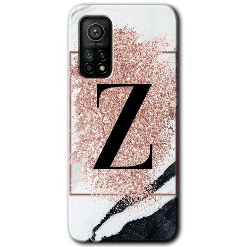 BeRa Aksesuar Xiaomi Mi 10T Pro Kılıf Baskılı Kapak - Pembe Mermer Desenli Z Harfi +Tam Kaplayan Mat Seramik