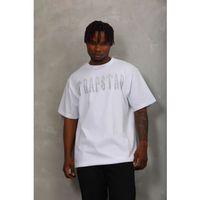 Unisex Oversize Taşlı Bisiklet Yaka T-Shirt - Beyaz