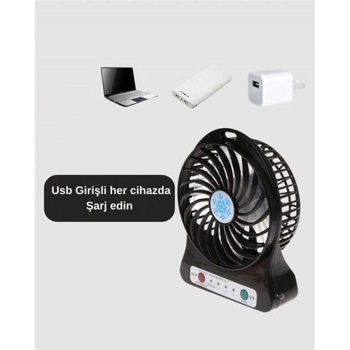 Mini Usb Fan – Şarj Edilebilir, Işıklı, 3 Kademe, Taşınabilir Masaüstü Vantilatör