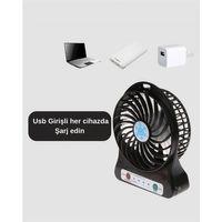 Mini Usb Fan – Şarj Edilebilir, Işıklı, 3 Kademe, Taşınabilir Masaüstü Vantilatör