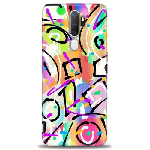 Oppo A5 2020 Kılıf HD Baskılı Kılıf - Renkler ve Çizgiler + Tam Ekran Koruyucu