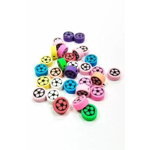 90 Adet 10 mm Polimer Kil Fimo Boncuk Takı Bileklik + 5 Metre Lastikli Misina Hediye - Renkli Çiçek