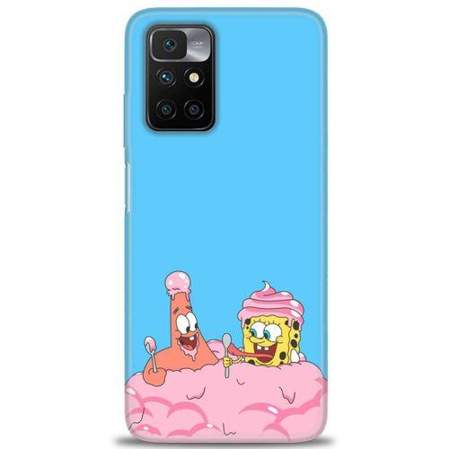 Xiaomi Redmi 10 Kılıf HD Baskılı Kılıf - SpongeBob + Tam Ekran Koruyucu