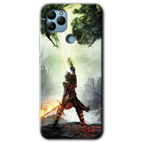 MRCİLETİSİM General Mobile GM 22 Kılıf HD Desen Baskılı Arka Kapak + Temperli Cam - Dragon Hunter