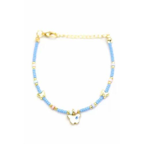Kelebek Boncuk Bileklik - Açık Mavi