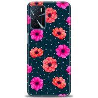 Oppo A16 Kılıf HD Baskılı Kılıf - Puantiye ve Çiçekler + Tam Ekran Koruyucu