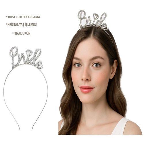 Eğitici Oyuncak Gümüş Renkli Taşlı “Bride” Gelin Tacı – El Yazısı Yazı Tipiyle