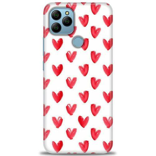 General Mobile GM 22 Kılıf HD Baskılı Kılıf - Kırmızı Minik Kalpler + Tam Ekran Koruyucu