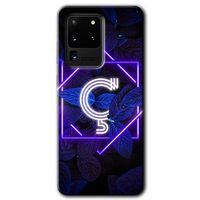 Galaxy S20 Ultra Kılıf HD Desen Baskılı Arka Kapak - Dark Neon Yaprak Ç Harfi + Kırılmaz Cam
