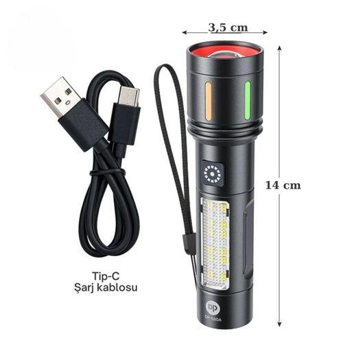 Gold Police Gp-212 Şarjlı Metal El Feneri | 1000 Lümen Polis Feneri Çakarlı