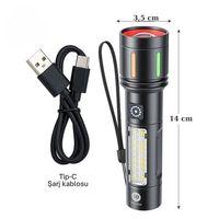 Gold Police Gp-212 Şarjlı Metal El Feneri | 1000 Lümen Polis Feneri Çakarlı