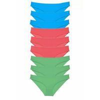 9 adet Süper Eko Set Likralı Kadın Slip Külot Yeşil Fuşya Mavi