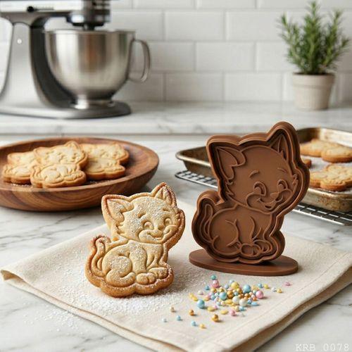 Sevimli Oturan Kedi Hamur Şekillendirici Kurabiye Oyun Hamuru Kalıbı 9 cm