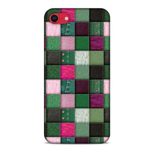 Apple iPhone SE 2020 Kılıf Patchwork (34) Slim Armor Kılıf Yeşil Fuşya