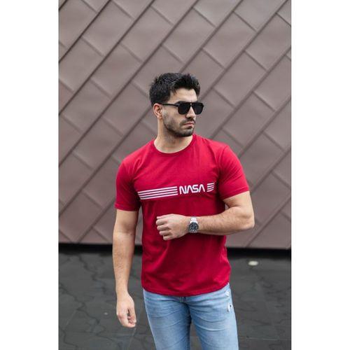 Erkek Kısa Kollu Nasa Baskı Basic Erkek T-shirt
