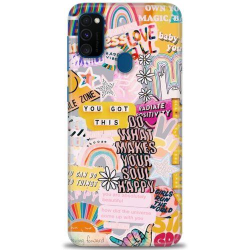 Samsung Galaxy M21 Kılıf HD Baskılı Kılıf - Good Vibes + Tam Ekran Koruyucu