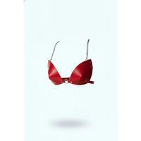 Kırmızı Göğüs Harness Parlak Deri Konik Kap Zincir Detaylı - Brf1227