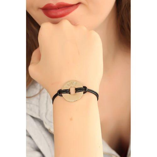 LOVE (Aşık) Siyah Deri İpli Unisex Mood Bileklik
